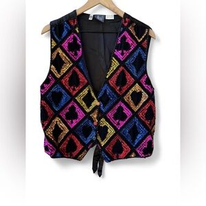 Vintage MODI Sequin Vest Playing Card Print